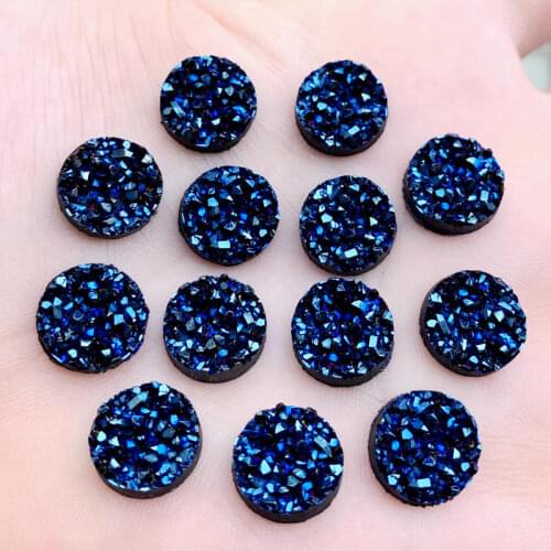 Round AB Colors Mineral Surface Resin Rhinestone Flatback Cabochon Stone DIY Wedding Decoration Crafts 50PCS 12mm -B28