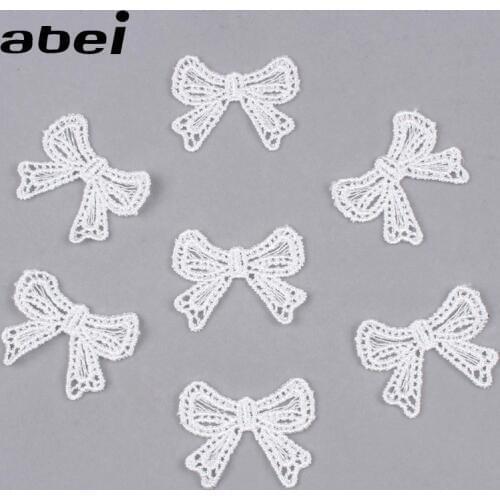 30pcs White Betterfly Lace Applique Bow Trims for Sew Clothing DIY Garments Accessories Guipure Lace Fabric Handmade Craft