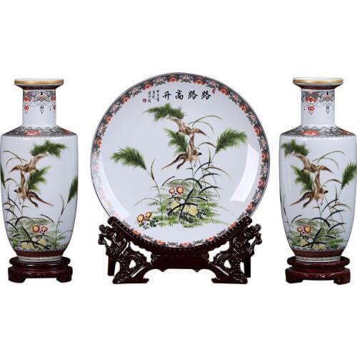 Antique Jingdezhen Ceramic Vase Set Classical Chinese Landscape Patterns Traditional Handmade Vase Flower Vases Porcelain Vase