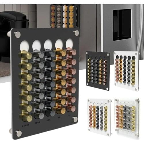1PC Wall Mounted Coffee Capsule Holder 35 Pods Acrylic Storage Rack Durable Nespresso Espresso Dolce Gusto Capsule Holder