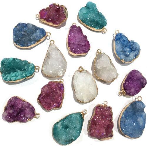 Natural Stone crystal irregular shape Pendants Crystals Cluster Necklace Pendant for Jewelry Making DIY Necklace Accessories