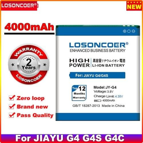 New Arrivals LOSONCOER 4000mAh JY-G4 for jiayu G4 battery G4c G4T G4S Battery global free shipping with Online Tracking