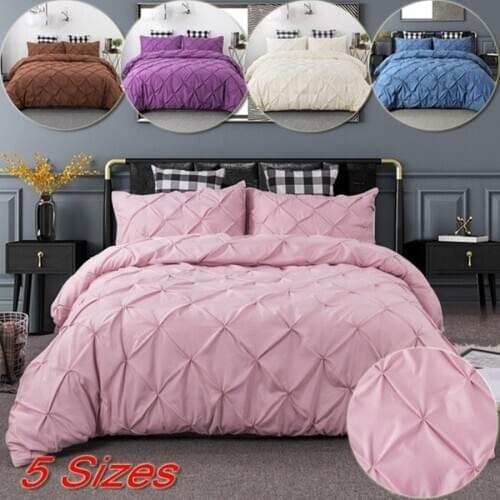 Solid Color Handmade Pinch Pleated Home Bedding Sets Single Twin EU Double Queen King Sizes Duvet Cover & Pillowcase Sets