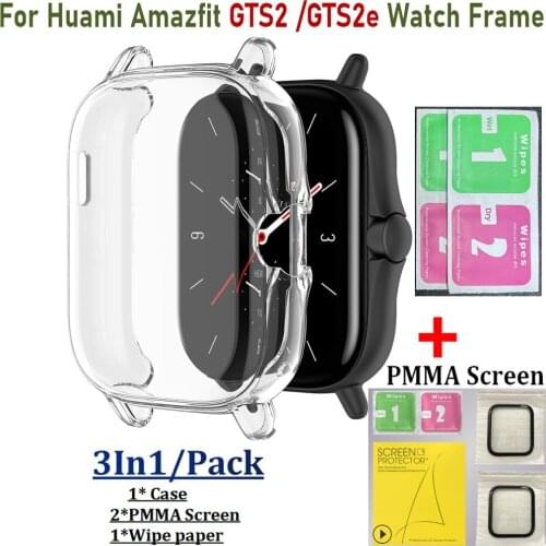 PMMA Screen Protectors Film For Huami Amazfit GTS 2e Watch Band Frame TPU Protective Case For Amazfit GTS 2 GTS2 Cover Bracelet