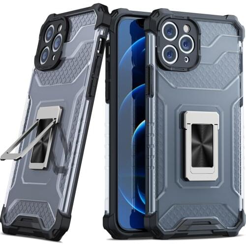Shockproof Transparent Armor Vehicle Magnetic Case For iphone 11 12 SE2020 Pro Max 7 8 Plus X XR XS Lens Protection Bracket Case