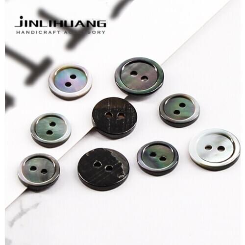 2-Holes High-Grade 10pcs Natural Black Shell Shirt Buttons Black Butterfly Shell Sewing button for Dress Sweater Cashmere, DIY