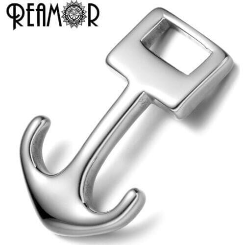 REAMOR 316L Stainless steel Silver Color Anchor Connectors Charms For Jewelry Making Fit Necklaces Pendant & Leather Bracelet