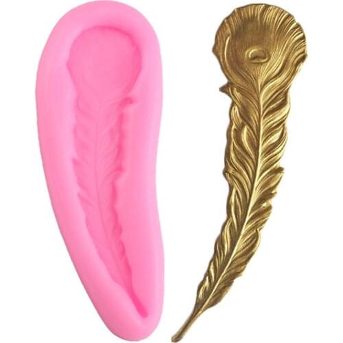 Baroque Scroll Relief Peacock Feather Silicone Mold Fondant Cake Decorating Tools DIY Cupcake Chocolate Gumpaste Candy Moulds