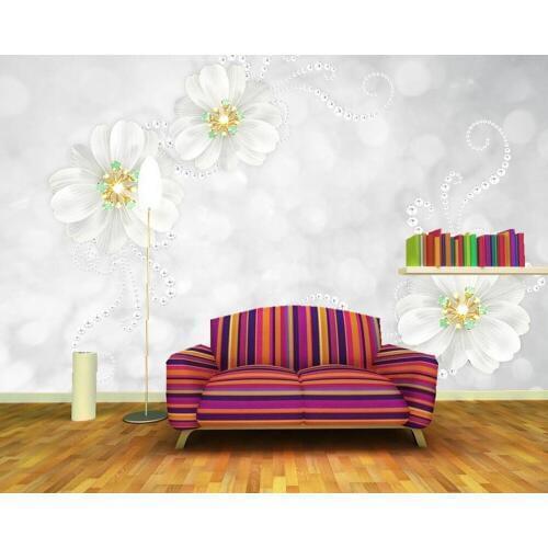 Luxury simple and elegant 3D jewelry flower wallpaper papel de parede ,living room TV sofa wall bedroom wall papers home decor