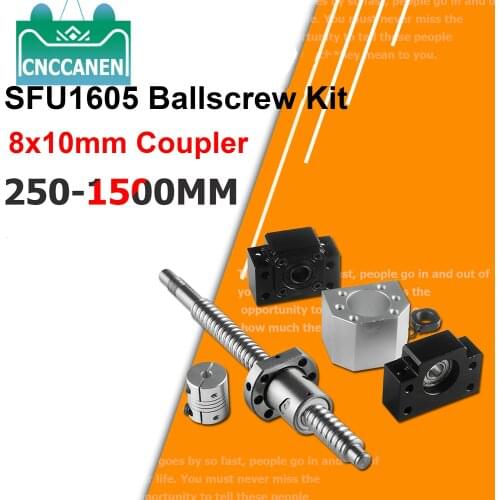 SFU1605 Set RM1605 Rolled Ball Screw C7 With End Machined + 1605 Ball Nut & Nut housing BK/BF12 End Support + 8mmx10mm Coupler
