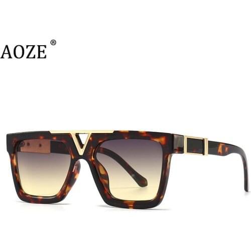 2021 Classic Fashion Luxury Unique Square Gradient Sunglasses Men Women Vintage Brand Design Sun Glasses UV400 Oculos De Sol