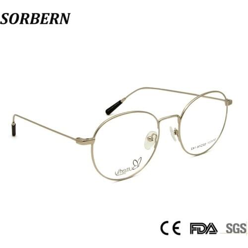 SORBERN Round Retro Vintage Optical Frames Unisex Women Men Metal Eyeglasses Prescription Eyewear Fashion Myopia Spectacles