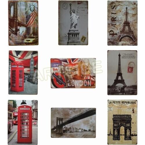 Old Famous Building London Bridge Metal Tin Signs Vintage Decorative Plates Poster Wall Art Craft 20X30cm