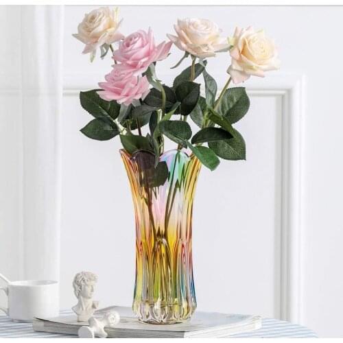 Glass Colorful Vase,Glass Flower Vase Decor for Home Dining Table Living Room,Office Wedding Holiday Party,Handmade