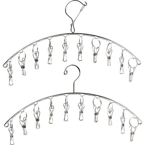 Stainless Steel Drying Rack 10 Clips Laundry Clothes Underwear Socks Hanger Home Clothes Hanger