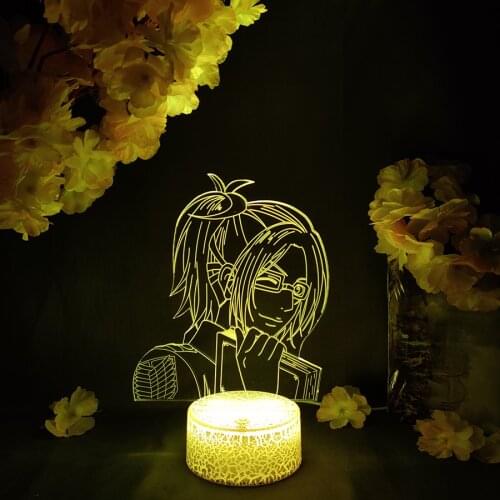 Anime Lamp Manhwa Attack on Titan Figure Hange Zoe LED Sensor Hologram Lighting Effect Art Decoration Cool Otaku Friends Gift