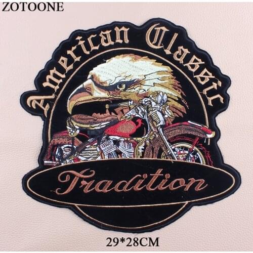 ZOTOONE Embroidered Punk Rock Motorcycle Patch Applications For Clothing Iron On Large Eagle Letter Bike Patches For Clothes