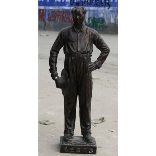 Xd 002187 34" Larger China Bronze Stand revolutionist politician leader Mao Ze Dong Statue
