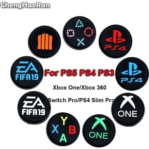 ChengHaoRan 2X Thumb Stick Grip Cap ABXY Home Logo Joystick Cover Case For Sony PS3 PS4 Xbox One 360 Slim Switch Pro Controller