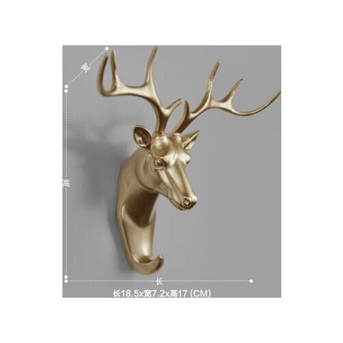 Golden deer living room wall mural Animal Pendant hanging head Ornament Animal Statues Crafts for Home Hotel Wall Hanging Art