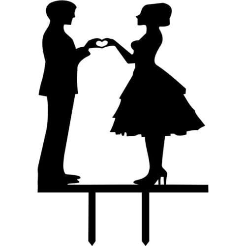 1PCS Wedding Cake Topper Bride Groom Newlyweds Acrylic Black Cake Toppers Wedding Decoration Marriage Party Supplies Adult Favor