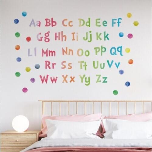 1pcs wave dot upper and lower case English alphabet wall stickers for Kindergarten childrens room self-adhesive wallpaper