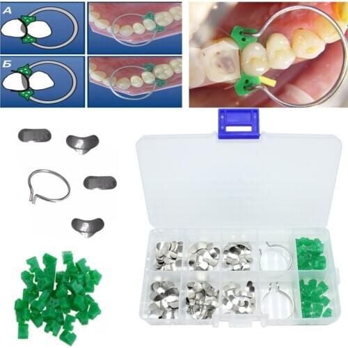 100Pcs/box Dental Sectional Contoured Matrices Matrix Ring Delta Wedges