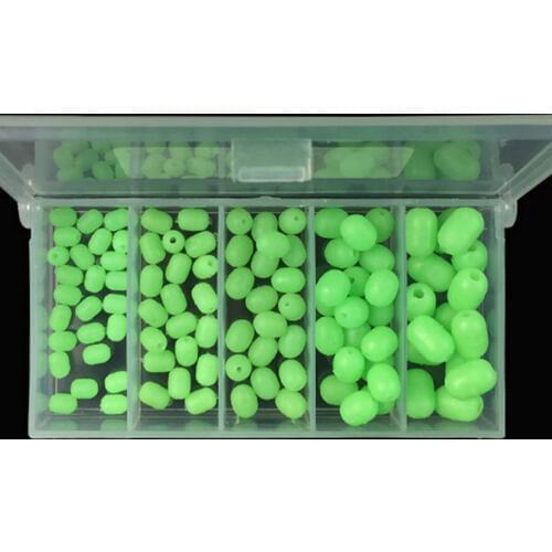 100PCS/Lot Multiple Size Fishing Beads Night Luminous Green Beads Anti-collision Bead Lure Fishing Tackle Accessories
