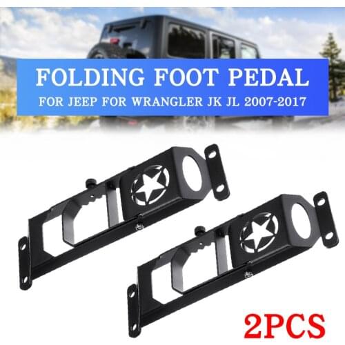 2pcs/lot Car Peg Rest Pedal Plate Foot Pegs Exterior Door Hinge Folding Foot Pedal For Jeep For Wrangler JK JL 2007-2017