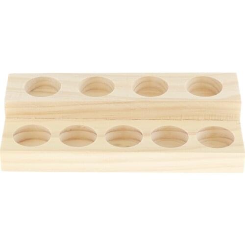 2 Tier Wooden Essential Oil Tray Handmade Natural Wood Display Rack for 9 Bottle