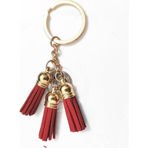 20 Color Suede Tassel Key Chain Golden Mini Leather Key Ring Cute Pendant Bag Charming Car Key Holder Personality Gifts