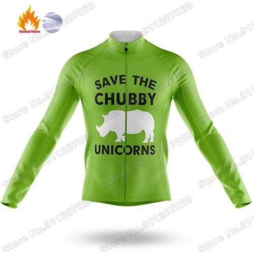 2021 The Chubby Unicorn Green Mens Cycling Jersey Long Sleeve Clothing Race Road Bike Shirts Bicycle Tops MTB Uniform Maillot