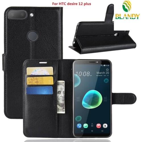 50pcs/lot phone case For HTC desire 12 plus Litchi Lychee Wallet Leather Cover TPU case For HTC