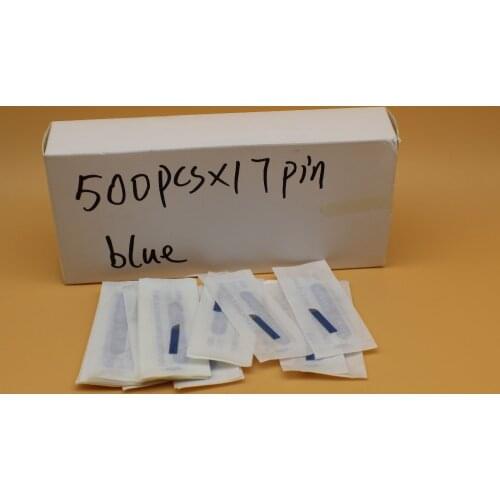500 PCS 0.2mm 17 pin Tattoo Needles Blue Permanent Makeup Manual Eyebrow Tattoo Blade For 3D Microblading Eyebrow Embroidery