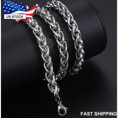 8mm Stainless Steel Necklace for Men Wheat Chain Mens Necklaces Dropshipping Wholesale Fashion Jewelry Male Gift for Boy LKN154
