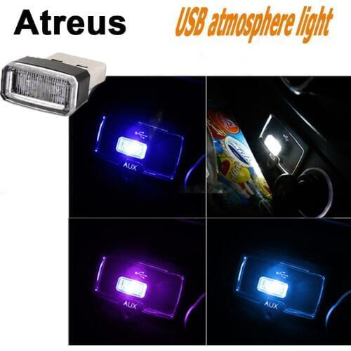 Atreus Car Accessories For Nissan qashqai Citroen c4 c5 c3 Chevrolet cruze aveo Peugeot 207 Car USB Atmosphere LED Lamp Light H7