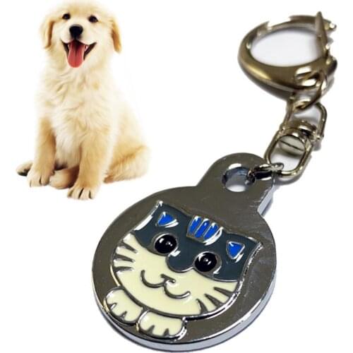Black Teddy Husky Anti-lost Collar Cat pattern Pet Cat Kitten Zinc Alloy Anti-lost ID Name Address Tag Collar Pendant Accessory