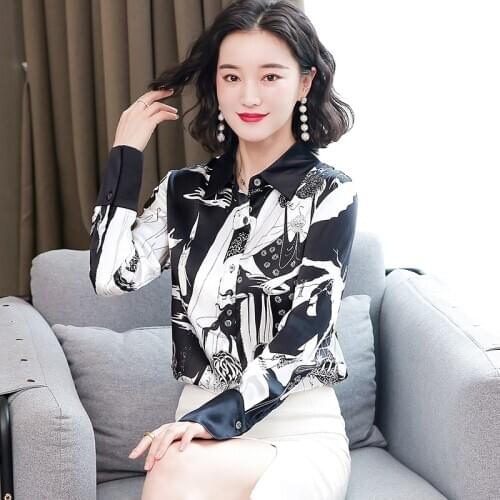 COIGARSAM Vintage Full Sleeve Shirt Womens tops New Spring Print Women shirts 0220