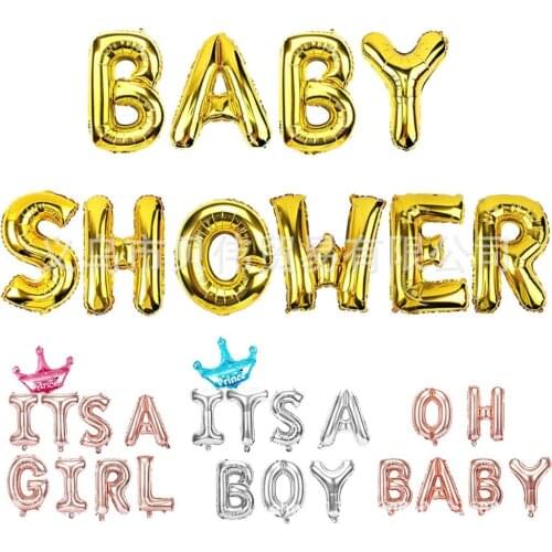 Baby Shower 16inch Oh Baby Foil Balloons Its Boy Or Girl Gender Reveal Rose Gold Balloons Baby shower Party Supplies Kid PT61