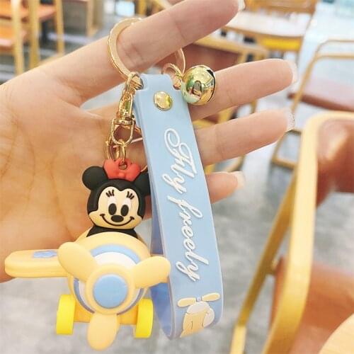 Disney Take a Plane Cute Doll Key Chain Pendant Couple Accessories Small Gift Wholesale Keyring Cartoon Minnie Mickey Keychain