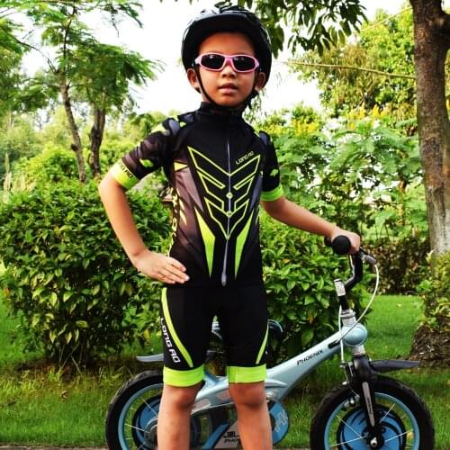2020 LONG AO green childrens summer cycling suit mountain girl boy bicycle cycling sportswear short-sleeved children