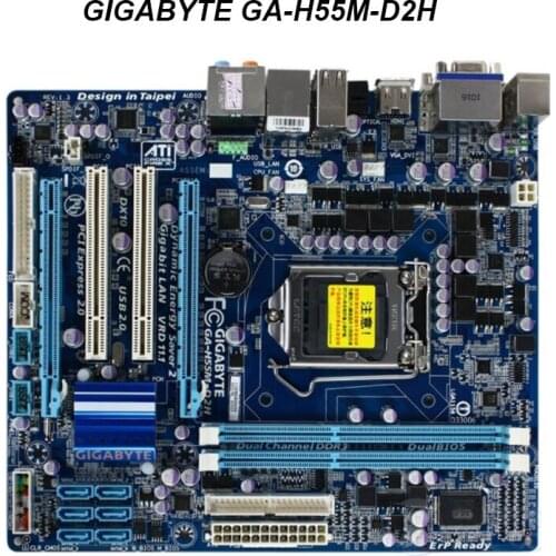 For GIGABYTE GA-H55M-D2H Motherboard H55 H55M-D2H Socket LGA 1156 i3 i5 i7 DDR3 16G Micro-ATX Original Used Desktop Mainboard