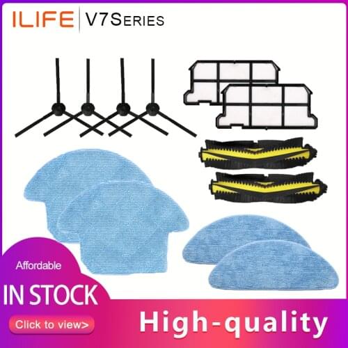 For Ilife V7S Robot Vacuum Cleaner Parts Roller Brush Side Brush Coth Mop HEPA Filter Ilife V7S Pro V7s V7s Plus V7 Accessories