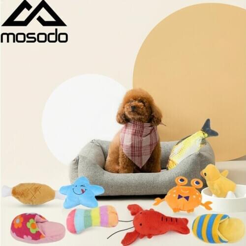 Mosodo Animals Cartoon Cat Toys Stuffed Squeaking Pet Toy Cute Plush Puzzle for Dogs Cat Chew Squeaker Squeaky Toy for Pet
