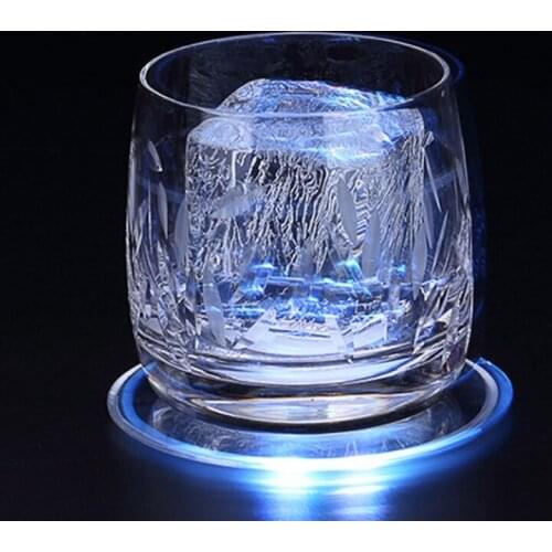 Cocktail Coaster Flash Bar Mat Acrylic Ultra-Thin LED Lighting Coaster Round Lighting Base Lamp Placemat for Dining Table Mat