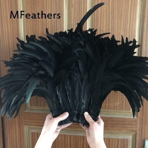 Beautiful 1000pc Black Rooster Tail Feathers 14-16Inch 35-40CM Clothing Decoration Stage Performance Rooster Tail Feathers Plume