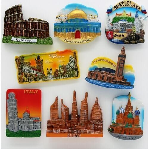 3D fridge magnet magnetic refrigerator Rome Colosseum Dubai Slovakia Israel Dubai Italy tourism souvenir home decoration sticker