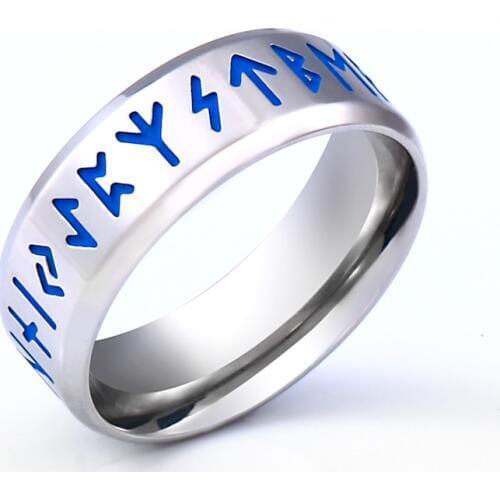 Beier 316L Stainless steel Fashion Style MEN Luminous letter Rune words Odin Norse Viking Amulet fashion Rings Jewelry LR-R139