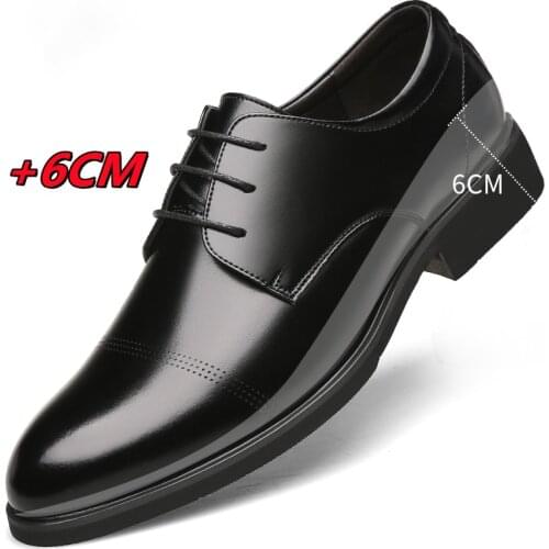 YEINSHAARS Height Increasing Shoes Men Taller Elevator 6CM Invisible Insole For Men Heighten Increased Oxfords