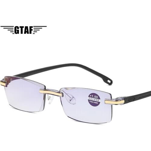 2020Anti Blue Ray Reading Glasses Women Computer Rimless Eyewear Men Anti Fatigue Hyperopia Presbyopic Glasses +1.5+2+2.5+3.5+4